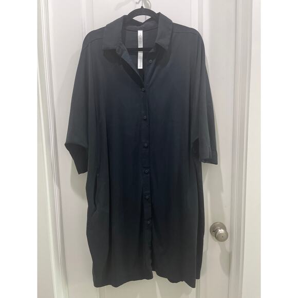 Lululemon Perfectly Poised Dress Button Front Oversized in Black Sz 10 - Picture 2 of 8